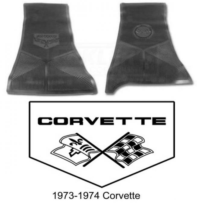 Legendary Auto Interiors Ltd Rubber Floor Mats, With C3 Logo| 25-13325 Corvette 1973-1974