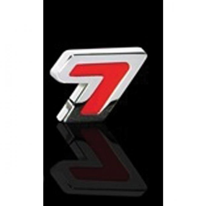 Corvette Badge, "7", Billet Chrome And Yellow, Single Emblem