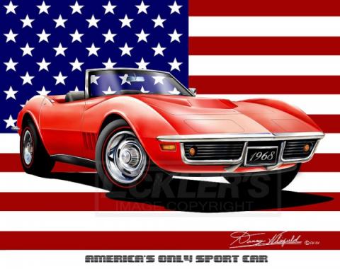 Corvette Fine Art Print By Danny Whitfield, 20x24, All American Corvette,1969