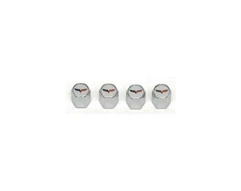 Corvette C6 Logo Valve Stem Caps, Chrome