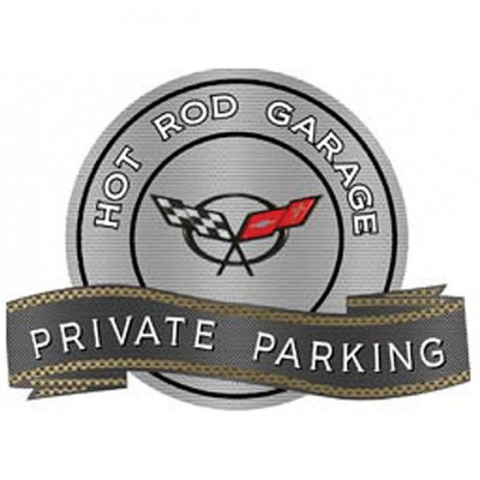 Corvette C5 1997-2004 Emblem Hot Rod Garage Private ParkingMetal Sign, 18" X 14"