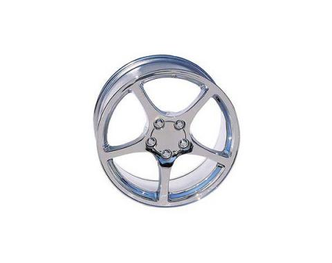 Corvette Wheels, 5-Spoke, Factory Style, Reproduction, Chrome, 2000-2004