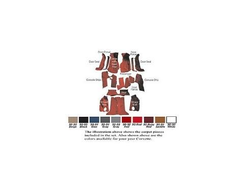 Auto Custom Carpet, Carpet Set, Mass Back Cut-Pile, ACC| 38315 Corvette Coupe 1990-1993