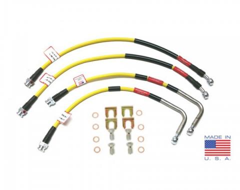 Corvette Stainless Braided DOT Brake Hose Set, Colors, 2014-2017