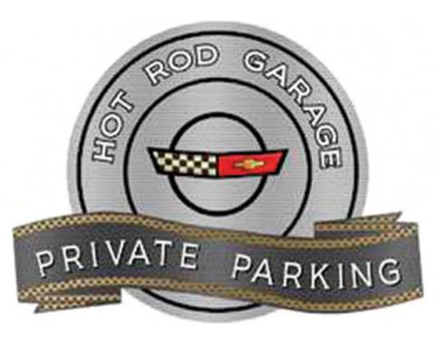 Corvette C4 1984-1990 Emblem Hot Rod Garage Private ParkingMetal Sign, 18" X 14"