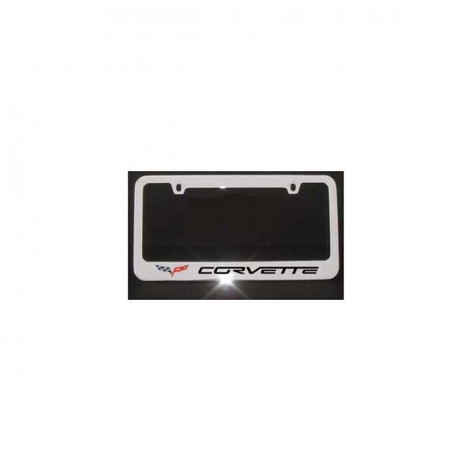 Corvette Elite License Frame, 05-13 Corvette Word with Single Logo