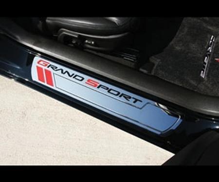 Corvette Sill Plates, Grand Sport Logo, Chrome, Billet Aluminum, 2010-2013