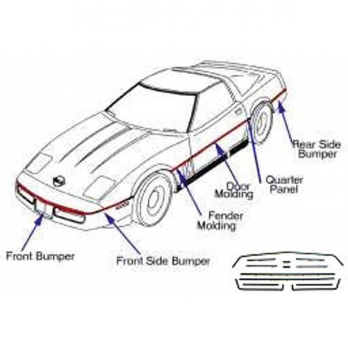 Corvette Body Molding Kit, Complete, 1985-1990