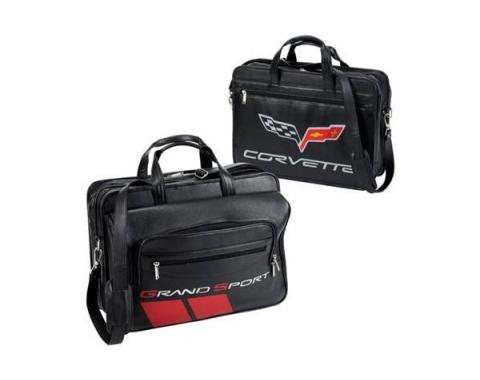 Corvette Grand Sport Brief Case, Inlaid Leather, Black