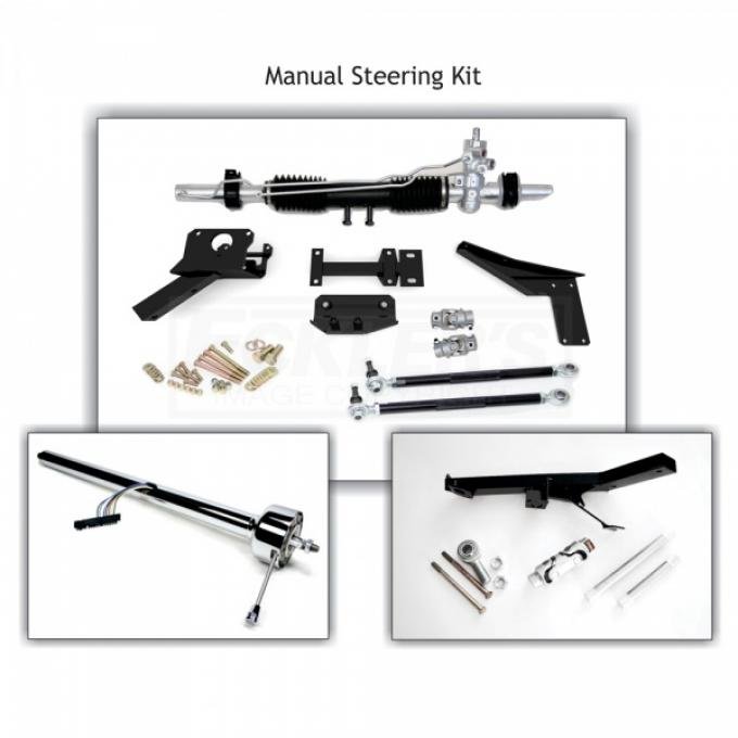 Corvette Rack & Pinion Conversion Kit, Steeroids, Manual Chrome Column With Headers, 1955-1957