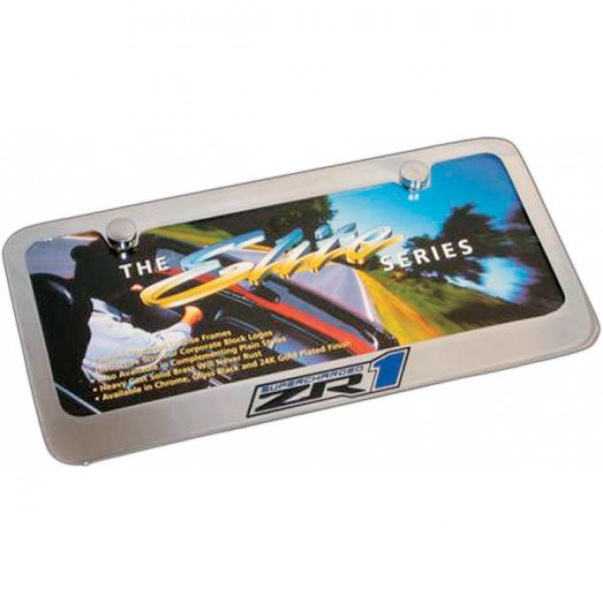 Corvette License Plate Frame, Elite Series, With ZR1, Chrome Engraved