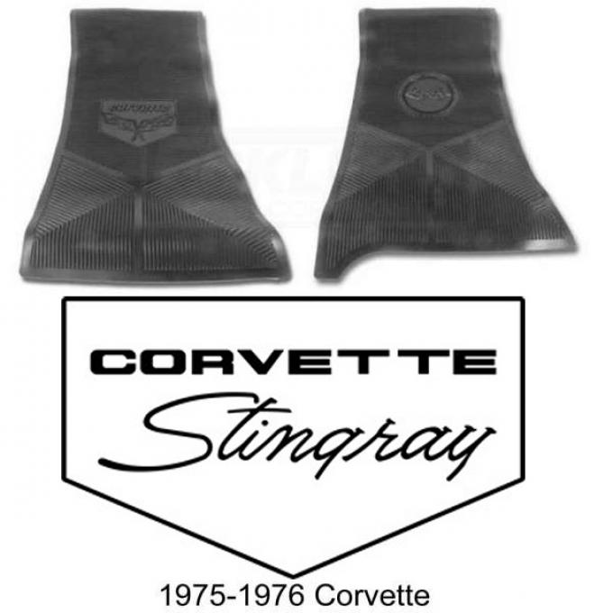 Legendary Auto Interiors Ltd Rubber Floor Mats, With C3 Logo| 25-13326 Corvette 1975-1976