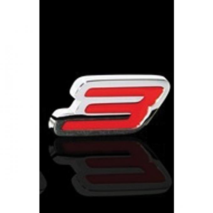 Corvette Badge, "3", Billet Chrome And Yellow, Single Emblem