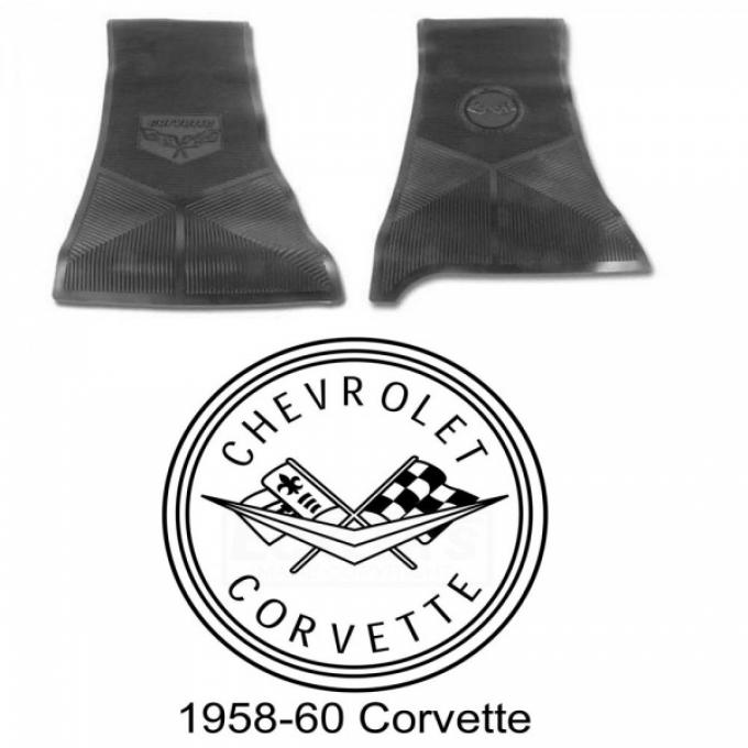 Legendary Auto Interiors Ltd Rubber Floor Mats, With C1 Logo| 25-13656 Corvette 1958-1960