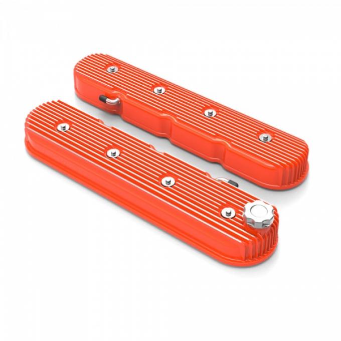 Holley Vintage Series Finned Tall LS Valve Covers, Orange | 241-141 1997-2013