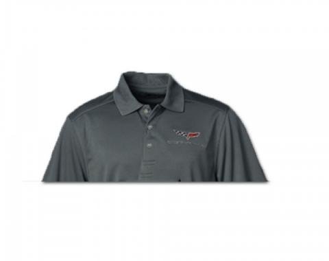 Corvette Mens C6 Callaway Dry Core Polo, Smoked Pearl