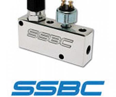 Corvette Proportioning Valve, SSBC, Adjustable, With BrakeLight Switch, Polished