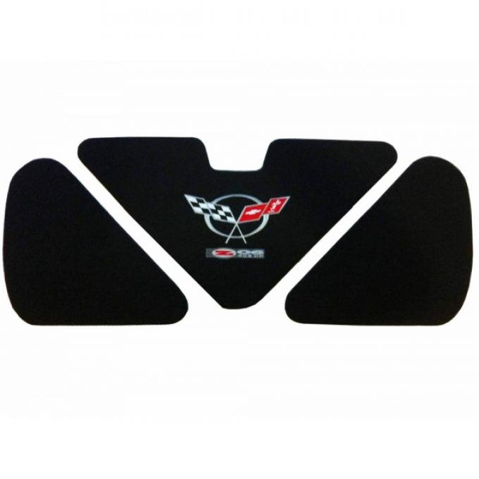 Corvette Trunk Lid Inner Liner, C5 Z06/405Hp Logo, Black,3-Piece, 2002-2004