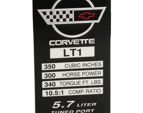 Corvette Console Performance Specifications Plate, LT1, 1993-1996