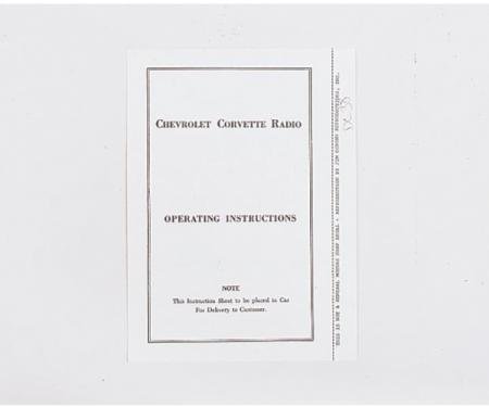 Corvette Radio Instructions Booklet, 1953-1957