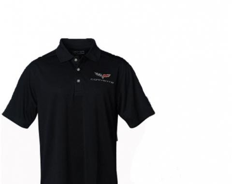 Corvette Mens C6 Callaway Dry Core Polo, Black