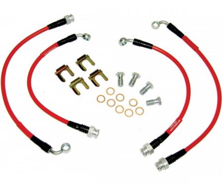 Corvette Brake Line Kit, Braided Stainless Steel, Red, 1994-1996