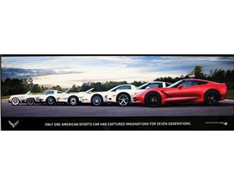 Corvette Metal Sign, C7 "Generations Poster" 35" X 12"