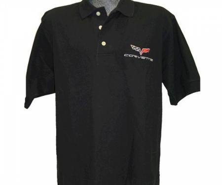 Corvette C2 1963-1967 Custom Embroidered Men's Pima Cotton Polo, Black, S-4XL