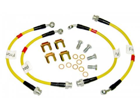 Corvette Brake Hose Set, Braided Stainless Steel, Yellow, 1988-1993