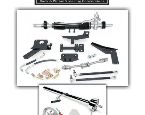 Corvette Rack & Pinion Conversion Kit, Steeroids, With Power Steering, Black Powder Coated Column, 1953-1957