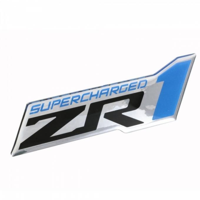 Corvette Supercharged ZR1 Domed Emblem, Black/Blue/Chrome, 2009-2013