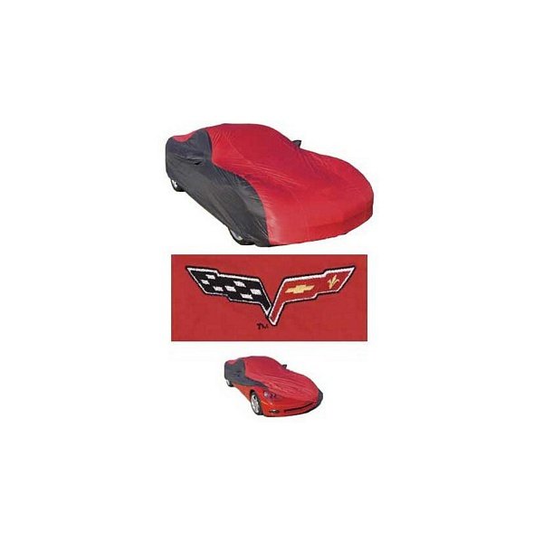 Corvette Car Cover, CoverKing, TwoTone Stormproof™, With C6 Logo, Convertible, Red/Black, 20052013