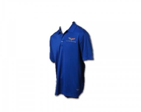 Corvette Mens C6 Callaway Dry Core Polo, Blue