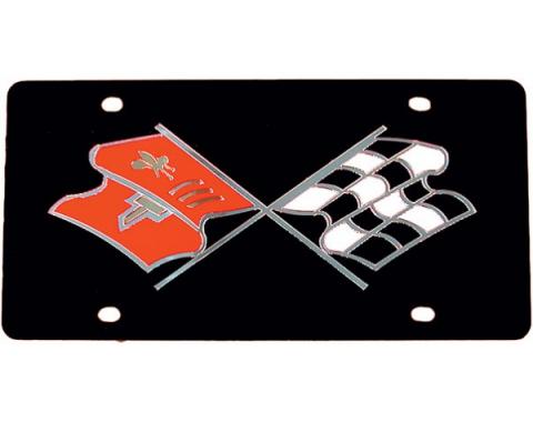 Corvette License Plate, Acrylic, With Early Crossed-Flags Logo, 1953-1996