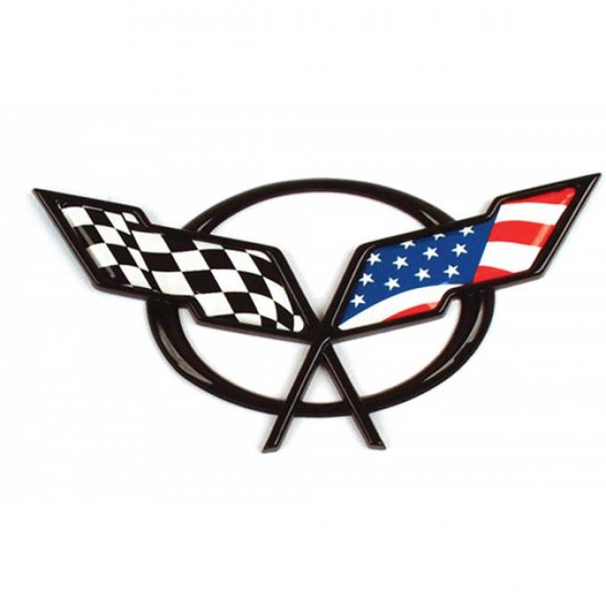 Corvette Emblem Decal, Front Or Rear Overlay, Flag, 1997-2004