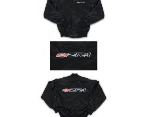 Corvette Satin Jacket, With C4 1990-1995 ZR1 Logo, Black