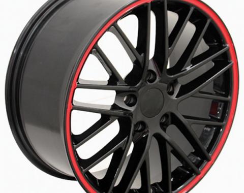 Corvette 19 X 10 C6 ZR1 Reproduction Wheel, Black With Red Banding, 1988-2013