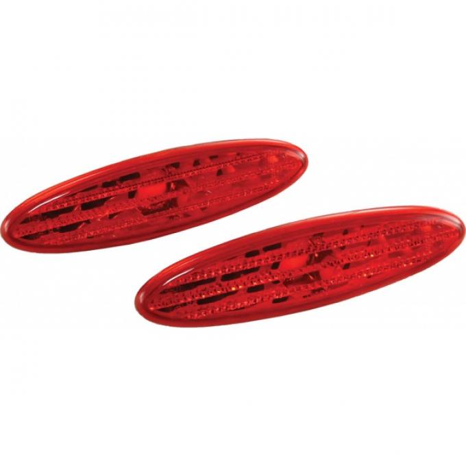 Corvette Side Marker Lights, Rear, Red, Diamond Cut, 1997-2004