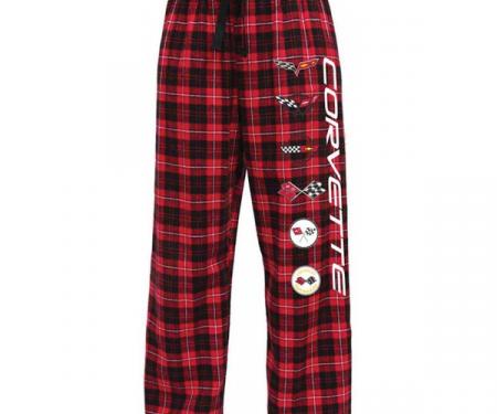 Corvette Ladies Flannel Pajamas With Corvette Generations Decals