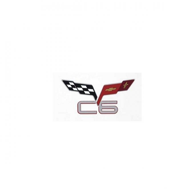 Corvette C6 & Crossed-Flags Decal, 4" Wide x 2" High, 2005-2013