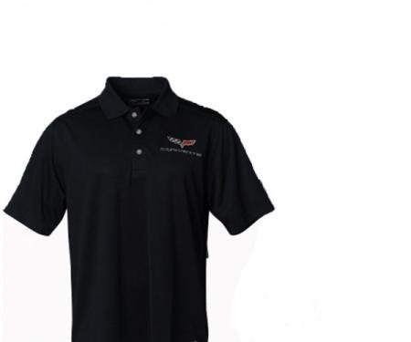 Corvette Mens C6 Callaway Dry Core Polo, Black