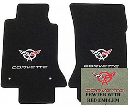 Lloyd Mats, Floor Mats With Double C5 Logos, Velourtex| 56791 Corvette 1997-2004 | Black with Double Silver C5 Logo