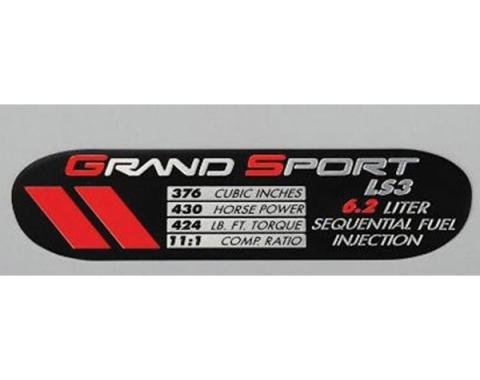 Corvette Data Spec Plate, Grand Sport, LS3, 2010-2013