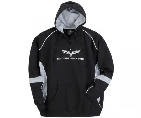 Corvette C6 Hooded Sweatshirt, Pull-Over, Black/Gray