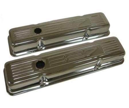 Chevy Small Block Chrome Valve Covers With 327 Logo, Short, 1958-1986