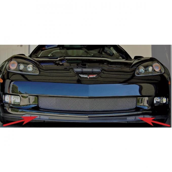 Corvette C6 Grand Sport Custom RaceMesh® Front Bumper Apron Grilles, 2010-2013