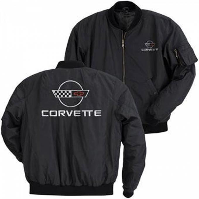 Corvette Jacket, Aviator, Black, With C4 Logo
