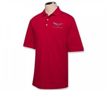 Corvette C6 2005-2013 Men's Custom Embroidered Pima Cotton Polo, Red, S-4XL