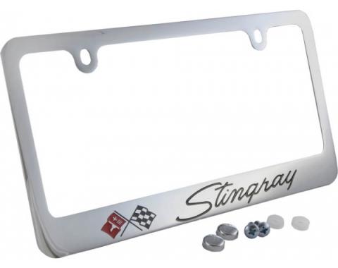 Corvette Elite License Frame, 69-76 Stingray Script with Single Logo