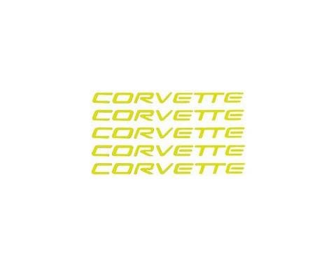 Corvette Wheel Spoke Decals, Factory, Yellow, 2000-2004